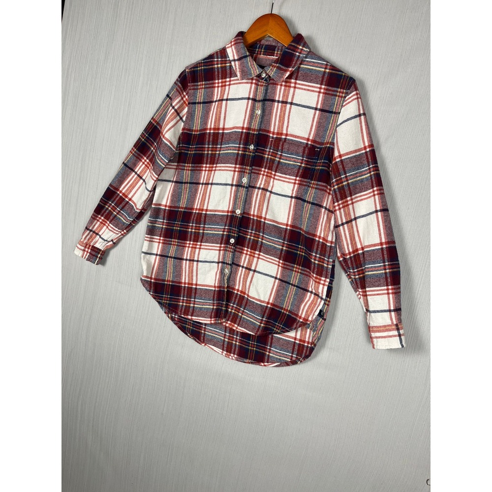 GAP Button Down Shirt Womens Medium Red Plaid Flannel Long Sleeve Cotton Classic
